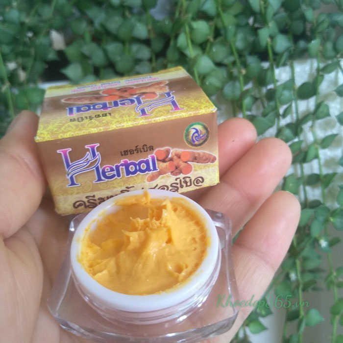 Kem Nghệ Thảo mộc Trị Thâm Mụn Trắng Da Turmeric Herbal Cream Thái Lan 5g Kem Trị Mụn-1