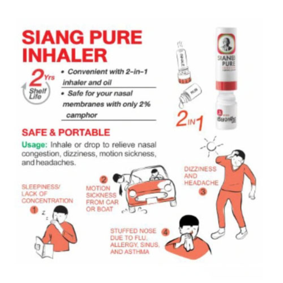 Ống hít thông mũi 2 đầu Siang pure Inhaler & Oil 2 in 1 Thái Lan Dầu Thảo Dược-1