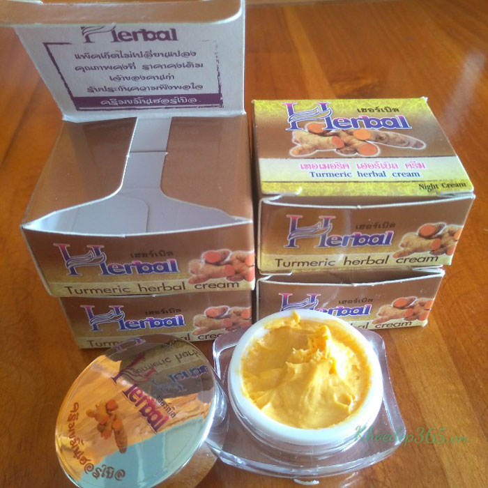 Kem Nghệ Thảo mộc Trị Thâm Mụn Trắng Da Turmeric Herbal Cream Thái Lan 5g Kem Trị Mụn-1