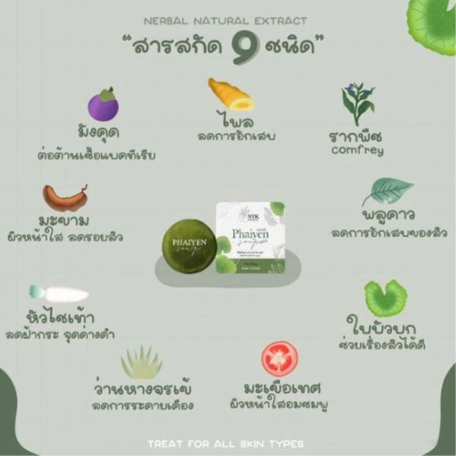 Xà Phòng Rửa Mặt Trị Mụn Thảo Dược Phaiyen Soap Thái Lan Sửa Rửa Mặt-1